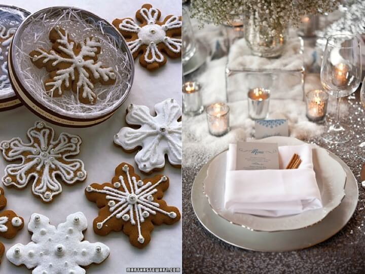 Holiday Season wedding snowflake cookies
